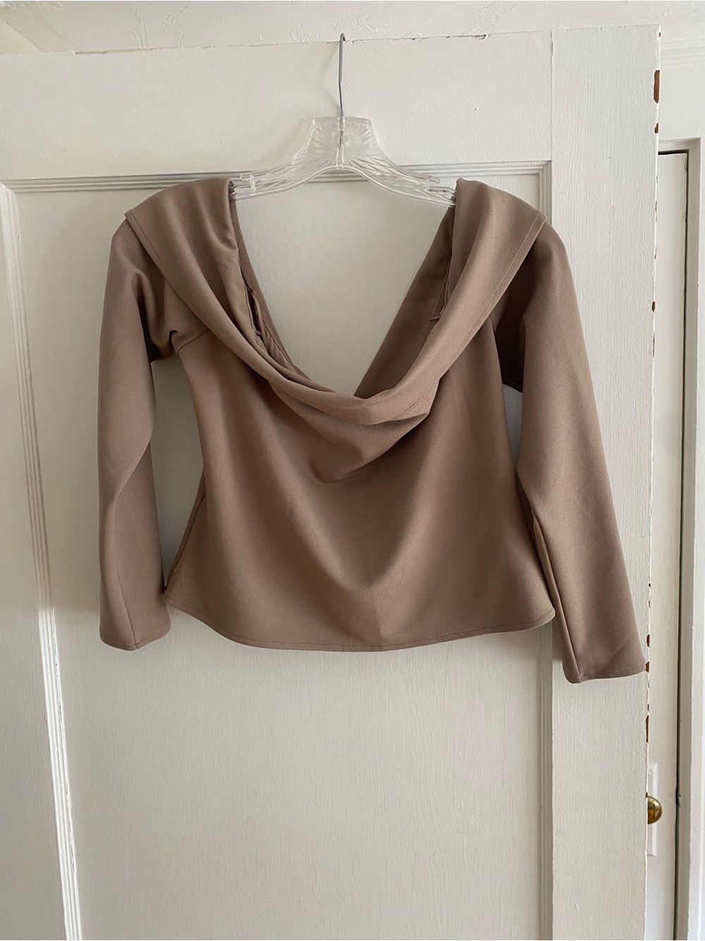 Abercrombie & Fitch Taupe-Brown Drape Cowl Neck Blouse